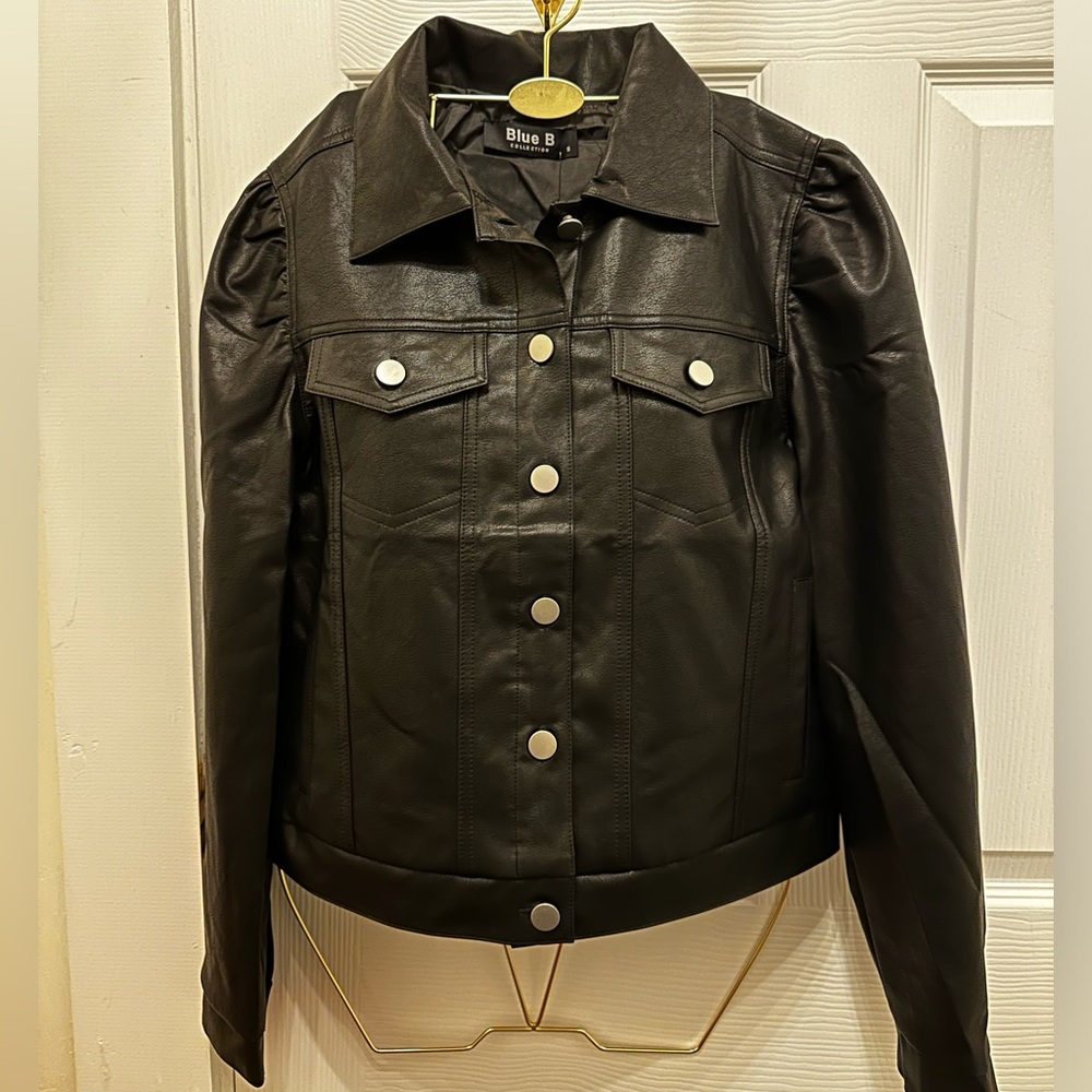 Blue B. Collection vegan Leather black Jacket NWT - Picture 3 of 6